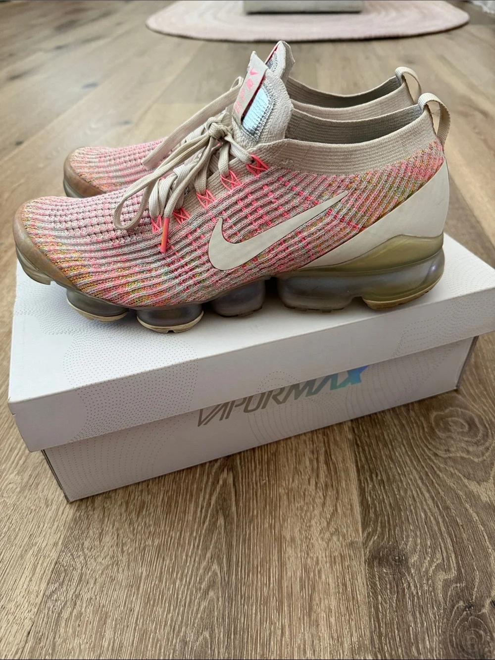 Nike  Pink and Cream Flyknit Sneakers